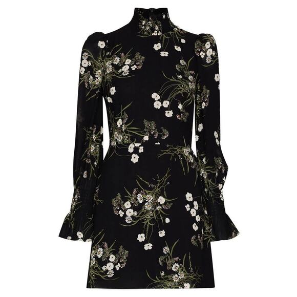 Reformation Archie Floral Print Mini Dress in Black - Picture 5 of 10